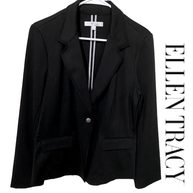 Ellen Tracy Inverted Notched Lapel Blazer/Jacket Single Button Closure Sz M